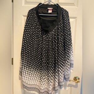 Metrowear Pleated Polka Dot Black White Skirt - XLarge